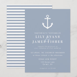 Misty Morning Blue Grey Nautical Anchor Weddenscha Kaart