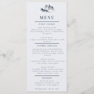 Misty Mountain Blue Grey White Elegant Menu