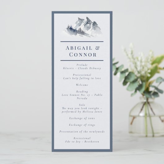 Misty Mountain Blue Grey White Elegant Programma (Staand voorkant)