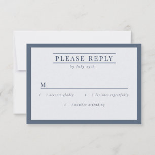 Misty Mountain Blue Grey White Elegant RSVP Kaartje