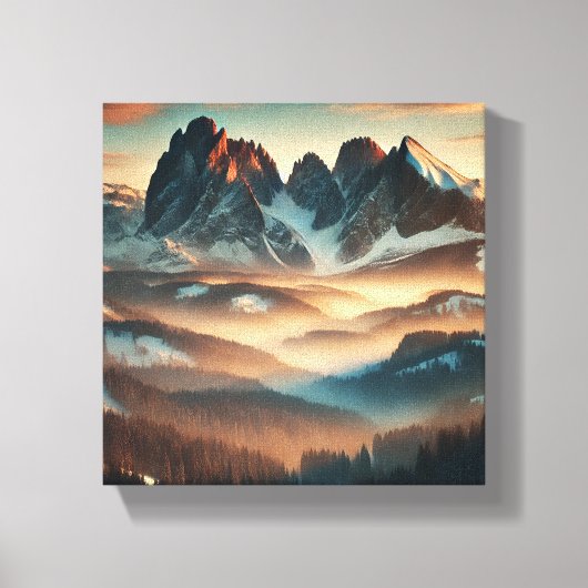 Misty Mountain Canvasprint Muur Kunst Canvas Afdruk (Voorkant)