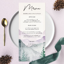 Misty Mountain Forest bruiloft Menu