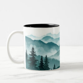 Misty Mountain Forest-landschap Tweekleurige Koffiemok