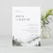 Misty Mountain Forest Rustic Wedding Invitation Kaart (Staand voorkant)