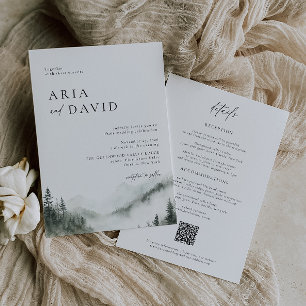 Misty Mountain Forest Rustic Wedding Invitation Kaart