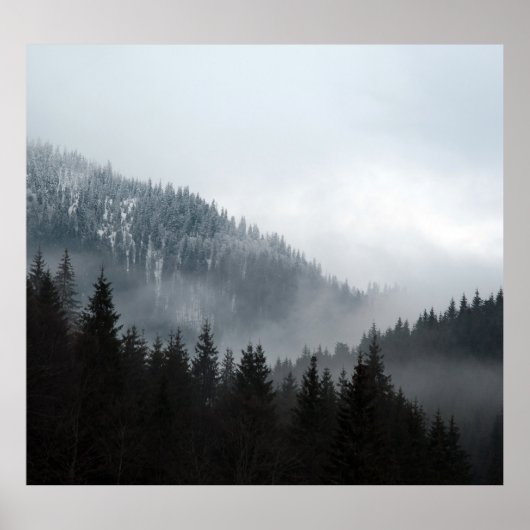 Misty Mountain Forest: Schilderachtig landschap Ui Poster (Voorkant)