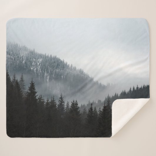 Misty Mountain Forest: Schilderachtig landschap Ui Sherpa Deken (Voorkant (horizontaal))