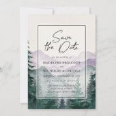 Misty Mountain Forest Script Save The Date Kaart (Voorkant)