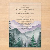 Misty Mountain Forest Waterverf bruiloft Acryl Uitnodigingen (Voorkant)