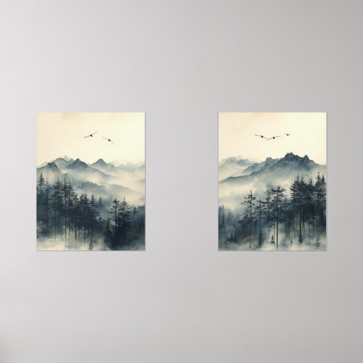 Misty Mountain - Lave-encre zen - Ensemble d'art m (Recto)