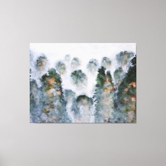 Misty Mountain Peaks Rocks Tranquility Serenity Ge Canvas Afdruk (Voorkant)