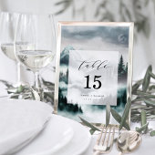 Misty Mountain Pine Forest Mariage Numéro de table