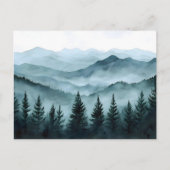 Misty Mountain Range Waterverf Briefkaart (Voorkant)