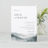 Misty Mountain Rustic Faire-part de mariage (Debout devant)