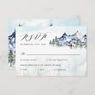 Misty Mountain Winter Forest Wedding RSVP Kaart