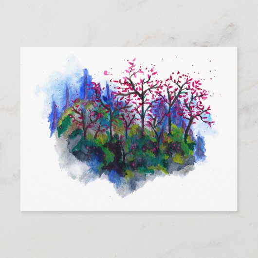 Misty Mountains aquarelles carte postale (Devant)