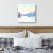 Misty Mountains | Lake Tahoe Waterverf Canvas Afdruk (Insitu (Slaapkamer))