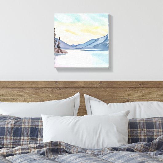 Misty Mountains | Lake Tahoe Waterverf Canvas Afdruk (Insitu (Slaapkamer))