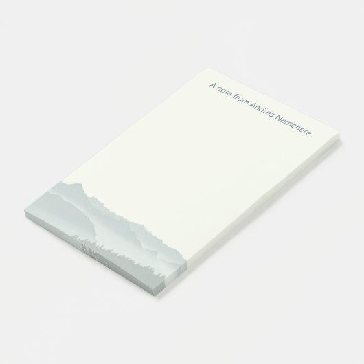 Misty Mountains notebook met naam Post-it® Notes (Schuin)