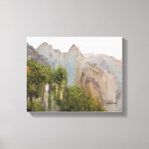 MISTY MOUNTAINS WATERVERF CANVAS PRINT