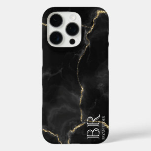 Misty Night Gold Glitter Marmer iPhone 16 Pro Hoesje