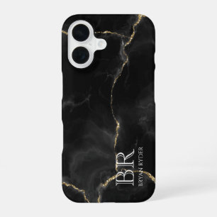 Misty Night Gold Glitter Marmer iPhone 16 Hoesje