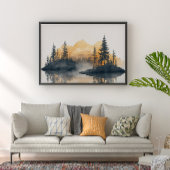 Misty Peaks Zen Minimalist Wall Art Perfect Poster