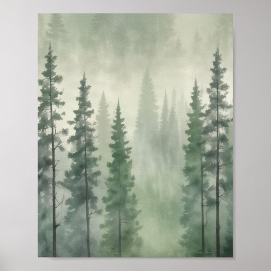 Misty Pine Forest Serenity Poster (Voorkant)