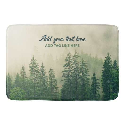 Misty Pine Forest Trees Custom Keepomwille Badmat (Voorkant)