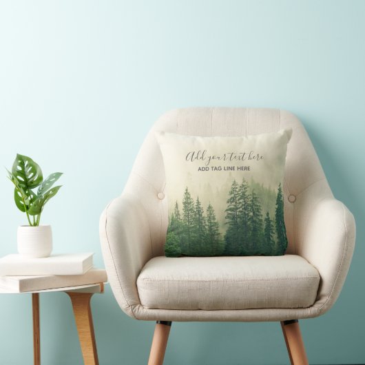 Misty Pine Forest Trees Custom Keepomwille Kussen (Stoel)
