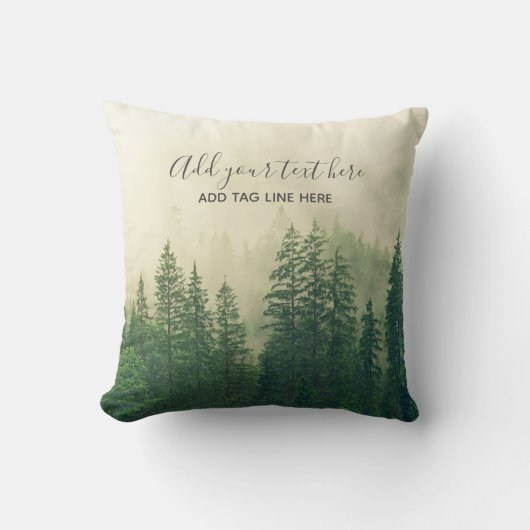 Misty Pine Forest Trees Custom Keepomwille Kussen (Voorkant)