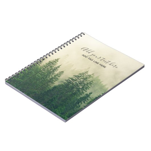 Misty Pine Forest Trees Custom Keepomwille Notitieboek (Linkerzijde)