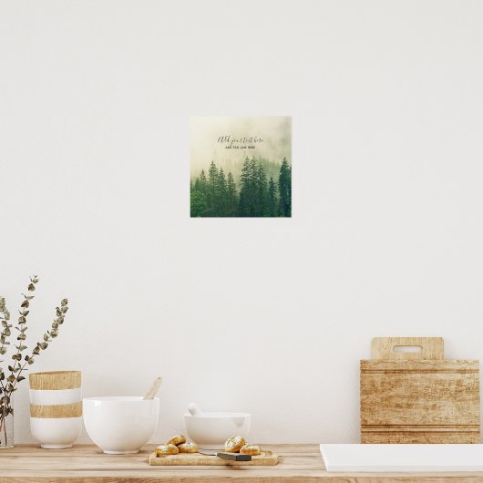 Misty Pine Forest Trees Custom Keepomwille Poster (Keuken)