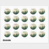Misty Pine Forest Trees Custom Keepomwille Ronde Sticker (Vel)