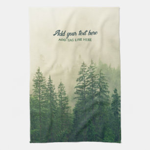 Misty Pine Forest Trees Custom Keepomwille Theedoek