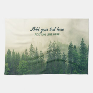 Misty Pine Forest Trees Custom Keepomwille Theedoek