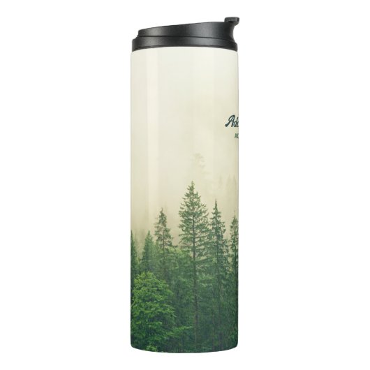 Misty Pine Forest Trees Custom Keepomwille Thermosbeker (Gedraaid links)