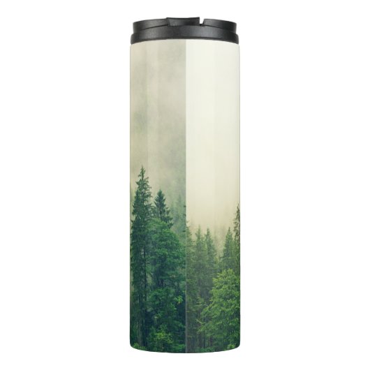 Misty Pine Forest Trees Custom Keepomwille Thermosbeker (Achterkant)