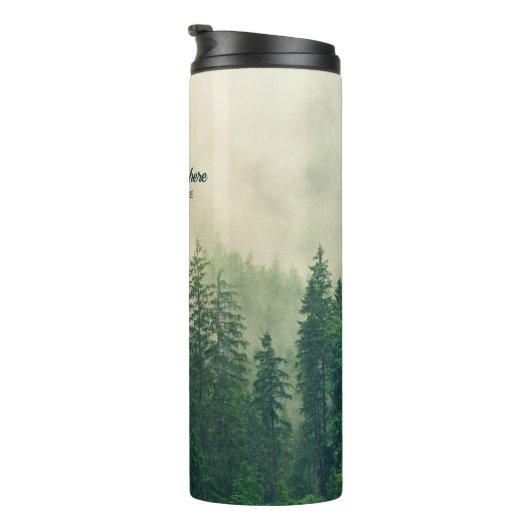 Misty Pine Forest Trees Custom Keepomwille Thermosbeker (Geroteerd rechts)
