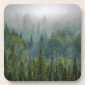 Misty pine trees forest landschap bier onderzetter (Voorkant)