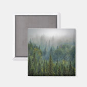 Misty pine trees forest landschap magneet (Voorkant / Achterkant)