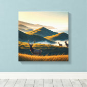 Misty Point Reyes National Seashore Elk Canvas Afdruk (Insitu (Houten vloer))