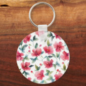 Misty Red Floral Pattern Sleutelhanger (Voorkant)