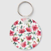 Misty Red Floral Pattern Sleutelhanger (Achterkant)