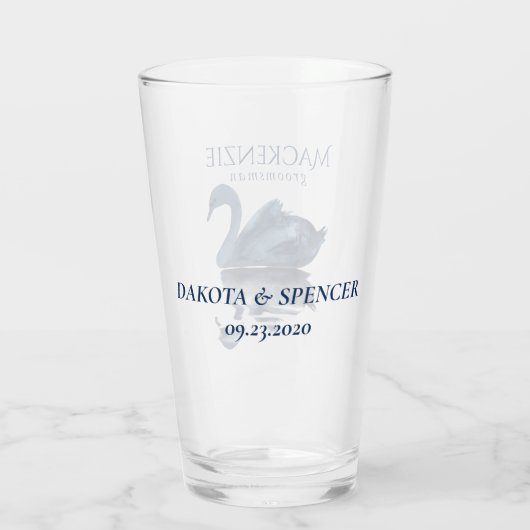 Misty Reflection | Blauwe Swan Bridal Party Keepsl Glas (Achterkant)