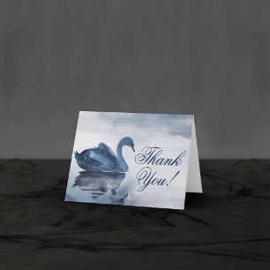 Misty Reflections   Dusty Blue Swan Lake Wedding Bedankkaart