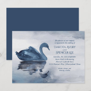 Misty Reflections   Dusty Blue Swan Lake Wedding Kaart