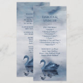 Misty Reflections | Dusty Blue Swan Lake Wedding Programma (Voorkant / Achterkant)
