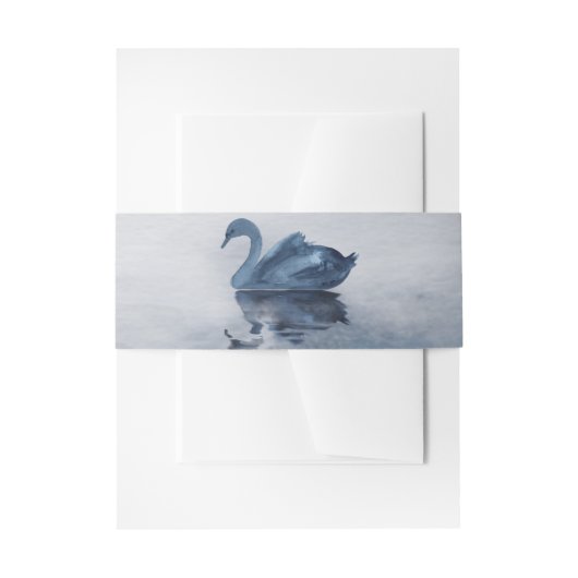 Misty Reflections | Moody Dusty Blue Swan op Lake Uitnodigingen Wikkel (Voorkant Voorbeeld)