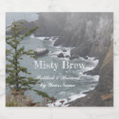 Misty Rocky Coastline Seascape - Gepersonaliseerd Bier Etiket (Enkel label)